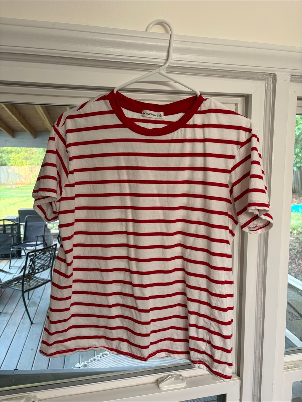 Active USA Red & White Striped Short Sleeve Tee